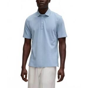 NEW BRUNELLO CUCINELLI cotton piqué polo shirt in azure blue